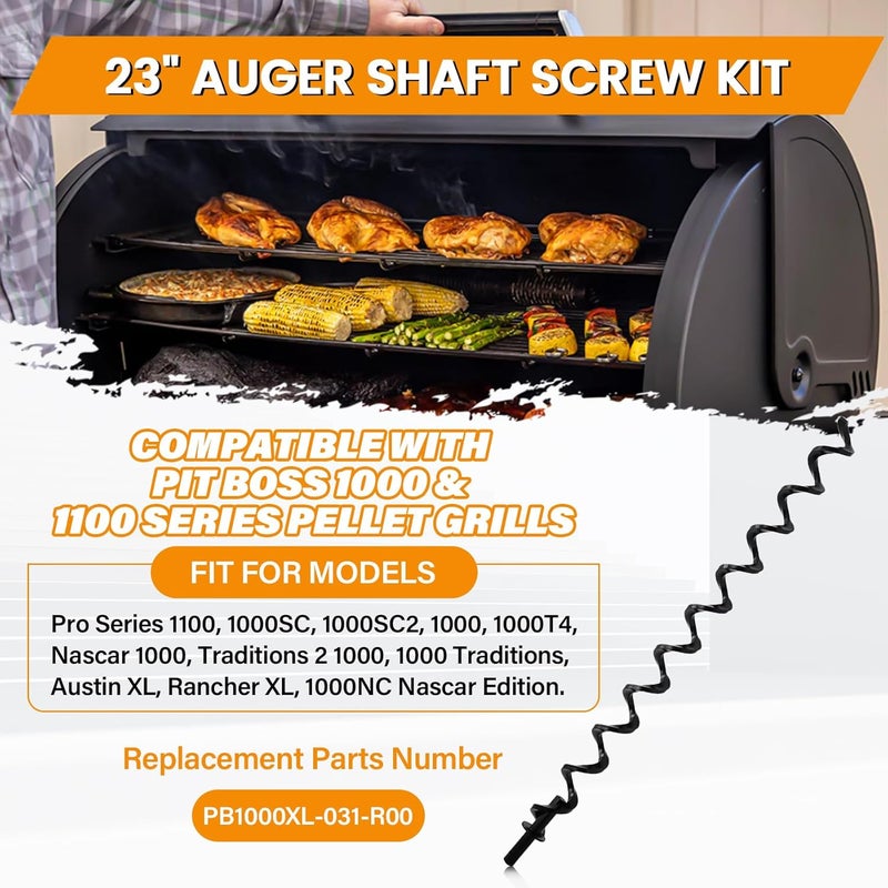 COMVIEE 23" Auger Shaft Screw Replacement Parts for Pit Boss 1000 and 1100 Series Pellet Grills, Auger Flighting Shaft & Auger Motor Bushing Kit, Replacement Parts Number: PB1000XL-031-R00 - Image 3